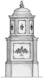 Zeichnung Kachelofen im Barock