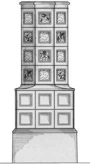 Zeichnung Kachelofen in der Gotk